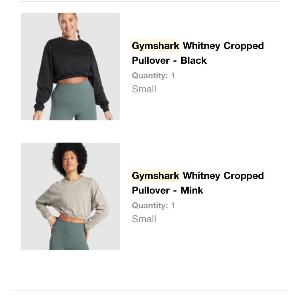 Whitney x Gymshark Cropped Pullovers